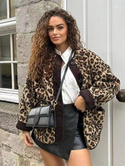 Aiertu Autumn Leopard Jacket Coat Women New Arrivals O Neck Single Breasted Jacket Casual Female Coat Aiertu