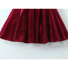 Aiertu - Lace Trim Wine Red Sling Mini Dresses For Women A-line Slim Birthday Party Dress Sexy Elegant Christmas Robe Aiertu