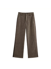 Aiertu Women Fashion Brown Front Zipper Straight Pants Vintage Mid Waist Full Length Female Chic Lady Trousers Aiertu