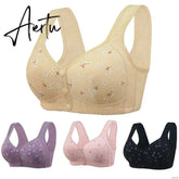 Charm Daisy Bras Front Snaps Women's Wire-Free Front Button Closure Bra Support Bra Comfortable Easy Close Sports Bras Plus Size Aiertu