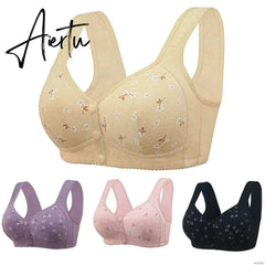 Charm Daisy Bras Front Snaps Women's Wire-Free Front Button Closure Bra Support Bra Comfortable Easy Close Sports Bras Plus Size Aiertu
