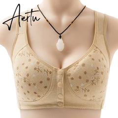 Charm Daisy Bras Front Snaps Women's Wire-Free Front Button Closure Bra Support Bra Comfortable Easy Close Sports Bras Plus Size Aiertu