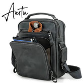 Crazy Horse Leather Men's Shoulder Bag Vintage Messenger Bags Men Bolsos Male Crossbody Bags Man's Handbag Sling Bag Aiertu