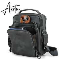 Crazy Horse Leather Men's Shoulder Bag Vintage Messenger Bags Men Bolsos Male Crossbody Bags Man's Handbag Sling Bag Aiertu