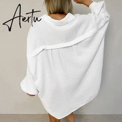 Cotton Autumn Woman Dresses Solid Sleepwear Loose Night Dress Women Casual Long Sleeve Turn Down Collar Nightwear Aiertu