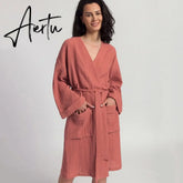 Cotton Bathrobe Female Loose Long Sleeve Sleepwear Spring Home Robes For Women Dresses Casual Woman Clothes Night Wears Aiertu
