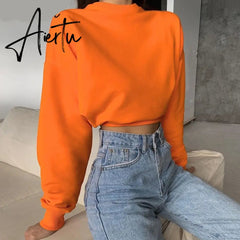 Crewneck Sweatshirt Women Tops Long Sleeve Winter Tops for Women Fall Winter Sweatshirts Vintage Streetwear Women Aiertu
