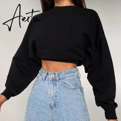 Crewneck Sweatshirt Women Tops Long Sleeve Winter Tops for Women Fall Winter Sweatshirts Vintage Streetwear Women Aiertu
