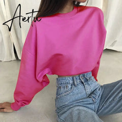 Crewneck Sweatshirt Women Tops Long Sleeve Winter Tops for Women Fall Winter Sweatshirts Vintage Streetwear Women Aiertu