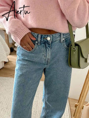 Aiertu Cropped Solid Sweaters For Women Long Sleeve O-neck Loose Fit Warm Pullover Tops Female Autumn Winter Fashion Knitted Sweater Christmas Aiertu
