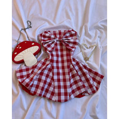 Aiertu - Sweet and cute red plaid bow design high-quality baggy short skirt for women y2k vintage slim fit trendy fashion mini skirt Aiertu