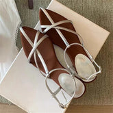 Aiertu - 2025 Summer Womens Sandals Fashion Pointed Toe Buckle Strap Narrow Band Low Heels Shoes Zapatos Mujer Aiertu