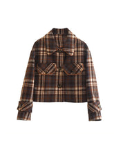 Aiertu Women Fashion With Pockets Plaid Single Breasted Jackets Vintage Lapel Neck Long Sleeves Female Chic Lady Outfits Aiertu