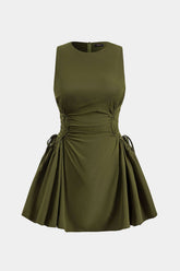 Aiertu Ruched Strappy Zipper Sleeveless Mini Dress Aiertu