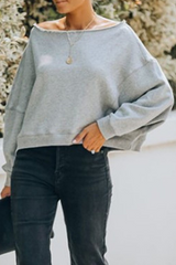 Aiertu -Casual Elegant Solid Split Joint Fold Off the Shoulder Tops aiertu