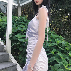 Aiertu - Strap bow knot V-neck dress Aiertu