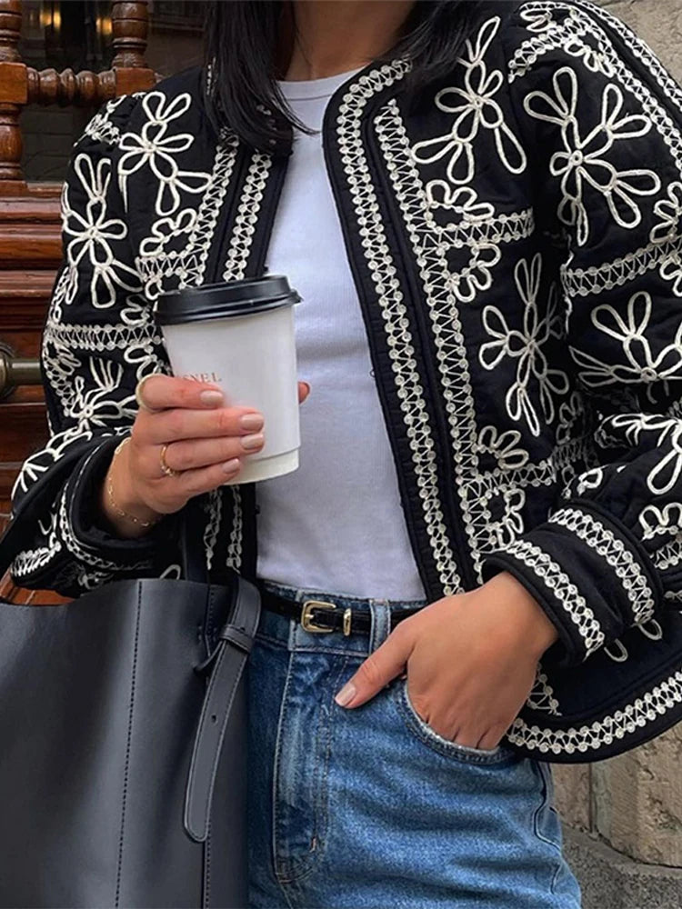 Aiertu - Casual Printed Jacket Shorts Set Women O-neck Long Sleeve Cardigan High Waist Shorts Suit Female Autumn Lady High Street Outfit Aiertu
