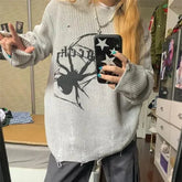 Aiertu - High End Fashion Popular All Match Vintage American Sweaters Y2k Aesthetic Print Harajuku Punk Women Loose Pullovers Knitted Tee Aiertu