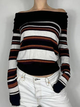 Aiertu -Off Shoulder Striped Print Sweaters aiertu