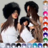 Aiertu - Fluffy Faux Fur Beanie Hats For Women Girl Winter Outdoor Thick Plush Keep Warm Russian Ski Hat Luxury Fashion Party Panama Caps Aiertu