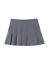 Aiertu Women Fashion Grey Pleated Side Zipper Mini Skirts Vintage High Waist A-Line Female Chic Lady Skirts Aiertu