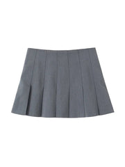 Aiertu Women Fashion Grey Pleated Side Zipper Mini Skirts Vintage High Waist A-Line Female Chic Lady Skirts Aiertu