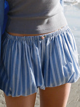 Aiertu - Blue Striped Casual Shorts Women Summer Flower Elastic Mid Waist Short Pants Streetwear Fashion Simple Mini Shorts 2025 New Aiertu
