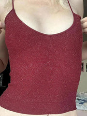 Aiertu - Red Sexy Sequin Tank Top Aiertu