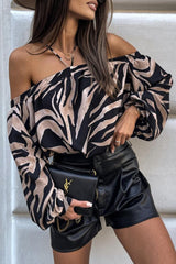 Aiertu -Sexy Zebra Print Leopard Lace Up Patchwork Halter Blouses aiertu