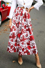 Aiertu -Elegant Flowers Patchwork Contrast Loose High Waist Type A Full Print Bottoms aiertu
