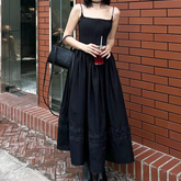 Aiertu - Lace Up Corset Black Maxi Dress Aiertu