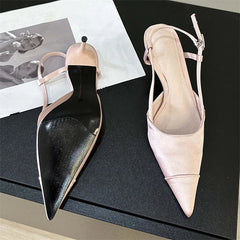 Aiertu - 2025 New Spring Buckle Strap Women Pumps Sandals Fashion Shallow Thin Heels Pointed Toe Slingback Mules Tacones Mujer Aiertu