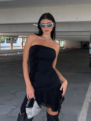 Aiertu -Ramiyah Mesh Splicing Tube Dress aiertu