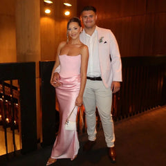 Aiertu - Winter Women Strapless Evening Dress 2025 Pink Maxi Corset Dress Elegant Long Satin Night Gala Party Dresses Aiertu