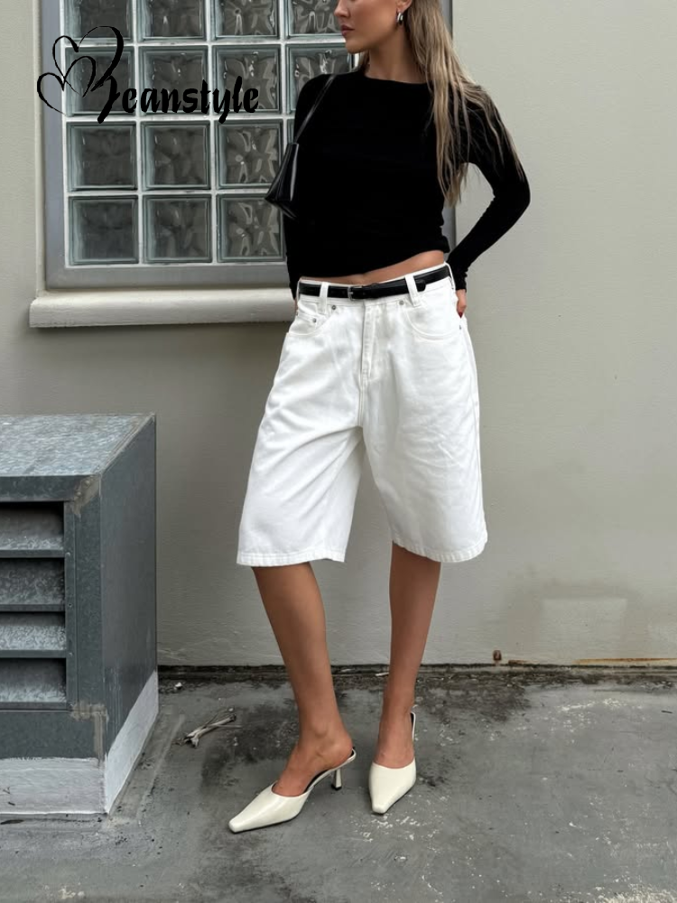 Aiertu Street Denim Shorts Women All Match Zippers Pocket Button Dropped Wide Leg Female Short Pants 2025 Spring Summer Lady Streetwear Aiertu