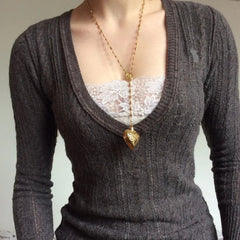 Aiertu - Sexy Deep V Neck Long Sleeve Shirts American Fashion Vintage Knitton Pullover Slim Y2k Aesthetic Gothic Streetwear Femal Sweater Aiertu