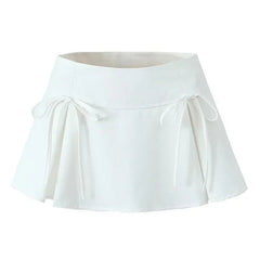 Aiertu Mini Skirt with Bow Low Rise Boxy Pleated Short Skirt Miniskirt Summer Y2K 90s Cute Outfit Aiertu
