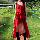 Aiertu Red Ruffle Midi Dress Outfit Ideas Aiertu