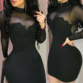 Aiertu Sexy Women Bandage Bodycon Mini Dresses Transparent Strapless Party Female Elegant Mini Dress Chiffon Female Black Vestidos Aiertu