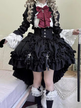 Aiertu - Sweet 3 Piece Sets Women Ruffled Collar Lolita Shirt + Print Crop Coat + Irregular Cake Bow Skirts Streetwear Y2k Outfits Suit Aiertu
