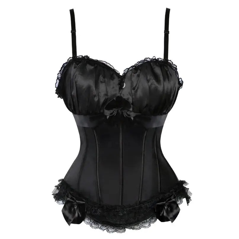 Aiertu - party look snspos Black Victorian Corset Dresses Burlesque Corsets Bustiers with Tutu Skirt Lace Up Strap Corset Lingerie for Women Clubwear Aiertu