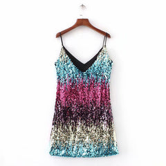 Aiertu Women's Summer Sundresses Sexy Club Party Prom Shiny Dress Backless Gold Sequin Mini Slip Short Skirt Fashion Girls Clothing Aiertu