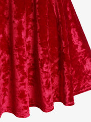 Aiertu - Plus Size Velvet Mini A Line Skirt Ladies Christmas Skirts Red Fashion Bottoms Xmas Skirt Aiertu