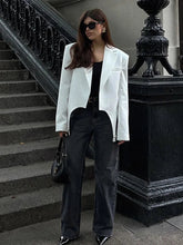 Aiertu - Fashion White Irregular Suit Jacket For Women Elegant Lapel Long Sleeve Short Blazer Coat 2026 Chic Lady Street Outerwear Aiertu