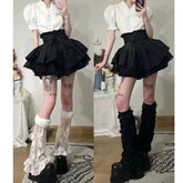 Aiertu - Punk Y2k Aesthetic High Waist Japan Tiered Skirts Harajuku Flower Print Gothic Lolita All Match Clothes Japan Lazy Girl Bottom Aiertu