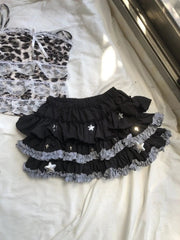 Aiertu - Harajuku Design Y2K Hot Girl Cake Fluffy Lace Skirt Female A-Line Skirt Gothic Retro Pleated Low Waist Sexy Slim Skirt ins Aiertu