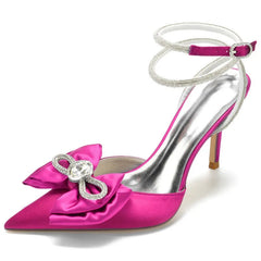 Aiertu - Bowknot Rhinestone Pointed Sandals Sexy Ankle Strap Bridal Shoes Wedding Party Sandals New Bridesmaid Women's Shoes 35-43 Aiertu