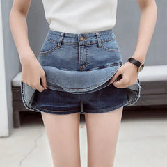 Aiertu summer inspo Ruffle Pleated Shorts Skirts Women Summer Low Waist A Line Y2K Denim Skirt Mini Short Jeans Skirts Outdoor Sex Skirt Woman Aiertu