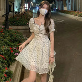 Dresses Women Back-bow Design Summer Vintage Romantic Casual Slim All-match Birthday Party Feminine Tunic Streetwear Aiertu