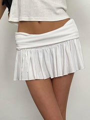 Aiertu -Fold-over Ruched Tie Mini Skirt aiertu